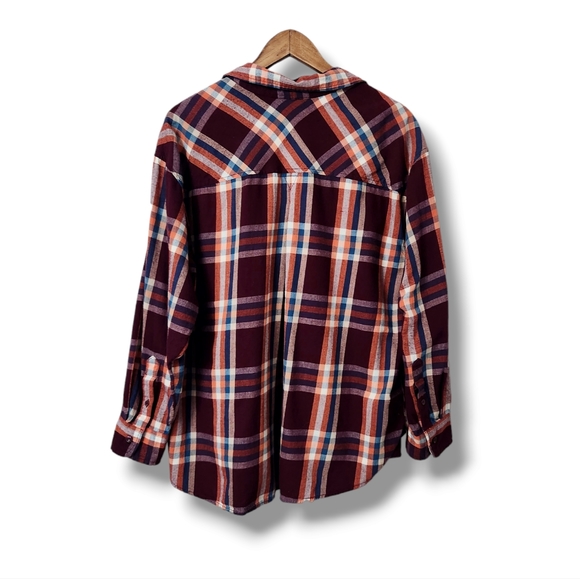 Multicolor Long Sleeve Plaid Button Down Flannel Shirt | Time and Tru - Picture 6 of 8